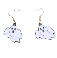 Earrings with white ghosts. AUskarai su baltais vaiduokliais.