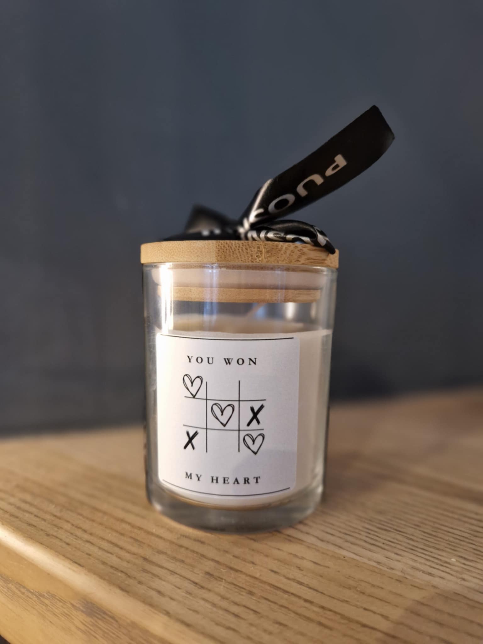 Žvakė indelyje „You won my heart“